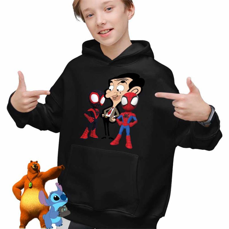 Fashion, accesorii si bijuterii - Copii - Imbracaminte copii - Pulovere si hanorace copii - Hanorac Copii Baieti Mr Bean Paienjenel Spiderman, negru, marime XS Copii - Infinity.ro