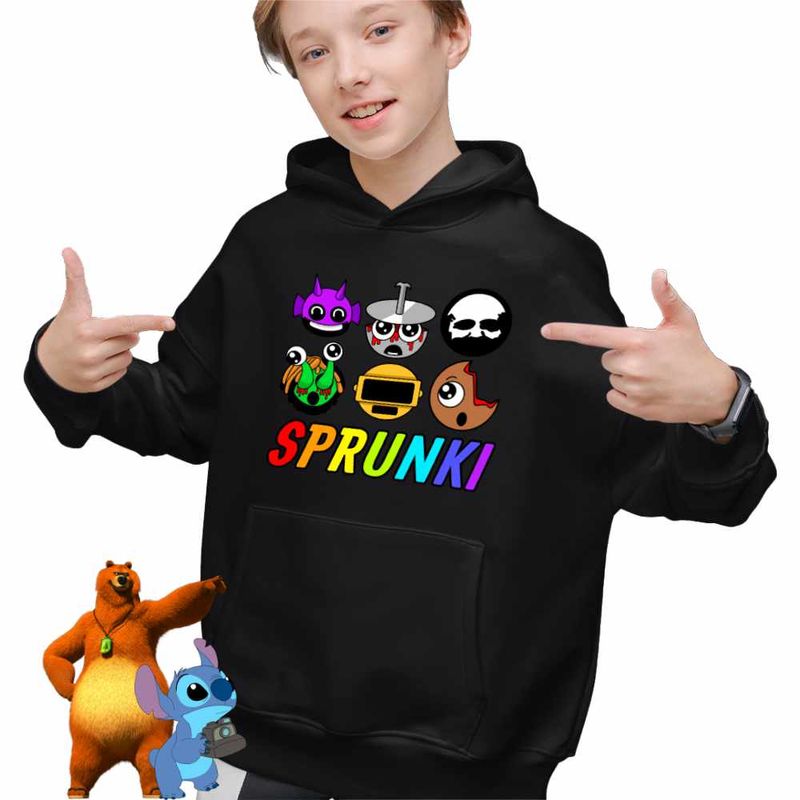 Fashion, accesorii si bijuterii - Copii - Imbracaminte copii - Pulovere si hanorace copii - Hanorac Copii Baieti Sprunki Horror Team, negru, marime S Copii - Infinity.ro