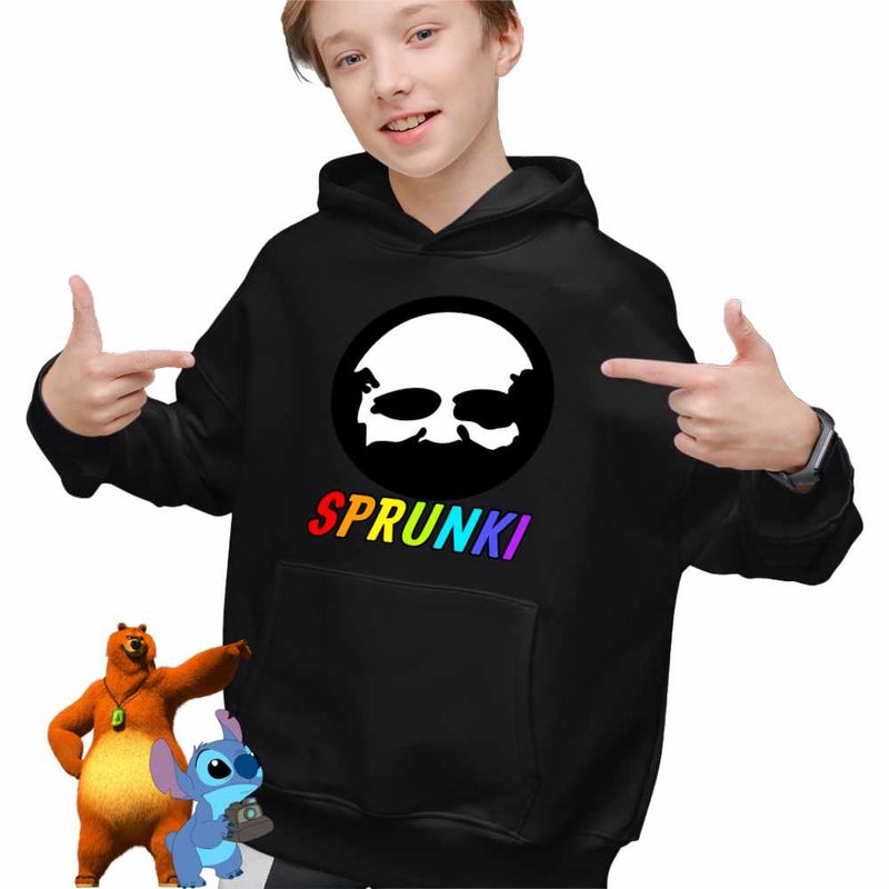 Fashion, accesorii si bijuterii - Copii - Imbracaminte copii - Pulovere si hanorace copii - Hanorac Copii Baieti Sprunki Game Old Black Music Game, negru, marime M Copii - Infinity.ro