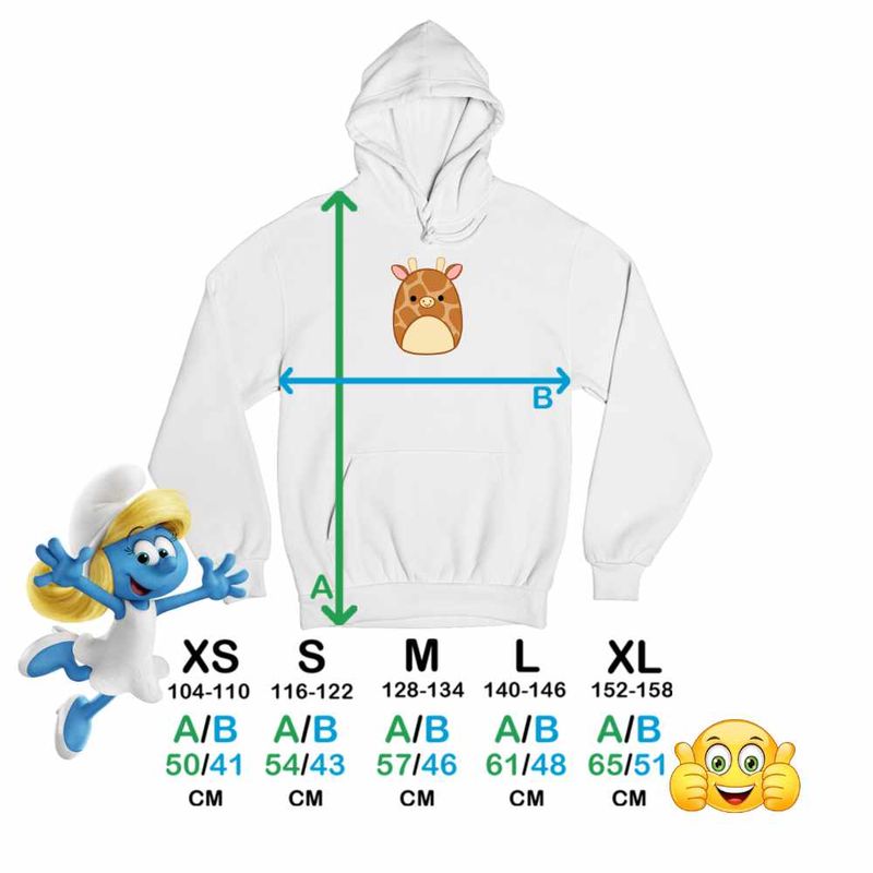 Fashion, accesorii si bijuterii - Copii - Imbracaminte copii - Pulovere si hanorace copii - Hanorac Copii Baieti Squishmallows Girafa Africa, alb, marime L Copii - Infinity.ro