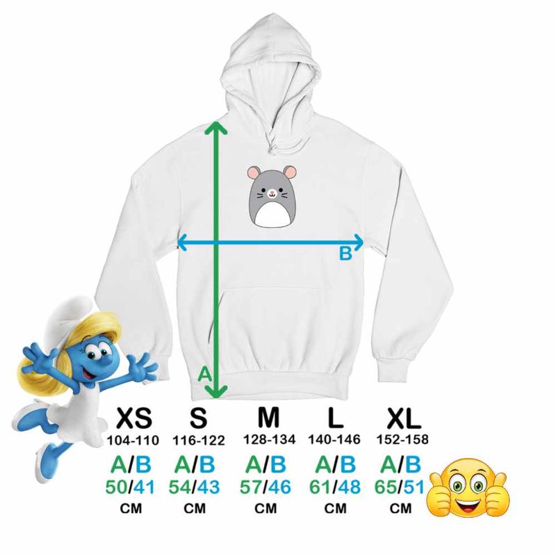 Fashion, accesorii si bijuterii - Copii - Imbracaminte copii - Pulovere si hanorace copii - Hanorac Copii Baieti Squishmallows Soricel Mouse, alb, marime XS Copii - Infinity.ro