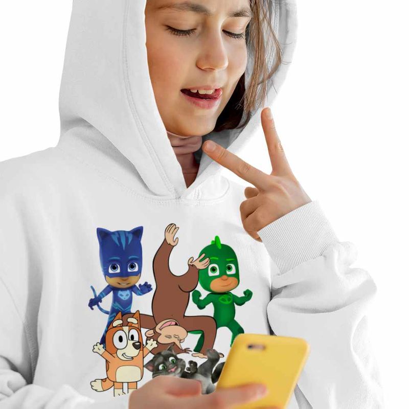 Fashion, accesorii si bijuterii - Copii - Imbracaminte copii - Pulovere si hanorace copii - Hanorac Copii Fete Curiosul George Eroi Pijama Bingo Tom, alb, marime S Copii - Infinity.ro