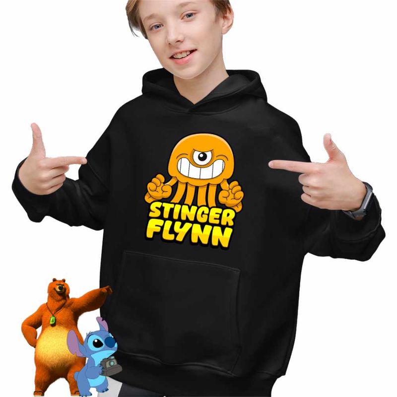 Fashion, accesorii si bijuterii - Copii - Imbracaminte copii - Pulovere si hanorace copii - Hanorac Copii Baieti Banban Stinger Flynn Caracatita, negru, marime M Copii - Infinity.ro