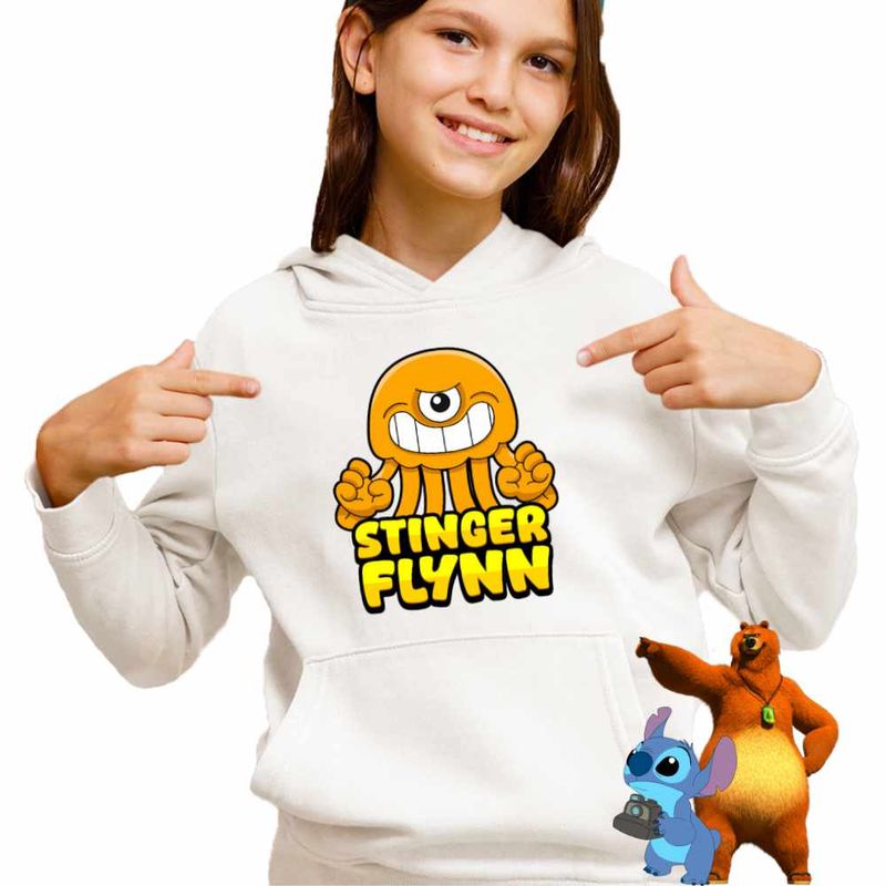 Fashion, accesorii si bijuterii - Copii - Imbracaminte copii - Pulovere si hanorace copii - Hanorac Copii Fete Banban Stinger Flynn Caracatita, alb, marime S Copii - Infinity.ro