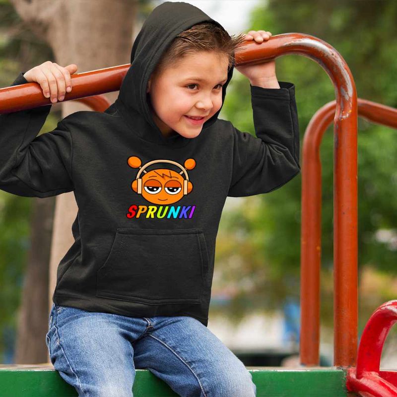 Fashion, accesorii si bijuterii - Copii - Imbracaminte copii - Pulovere si hanorace copii - Hanorac Copii Baieti Sprunki Oren Alien Music Game, negru, marime L Copii - Infinity.ro