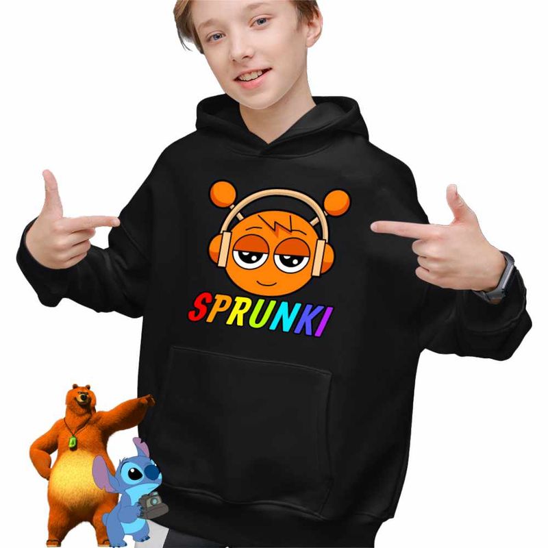 Fashion, accesorii si bijuterii - Copii - Imbracaminte copii - Pulovere si hanorace copii - Hanorac Copii Baieti Sprunki Oren Alien Music Game, negru, marime L Copii - Infinity.ro