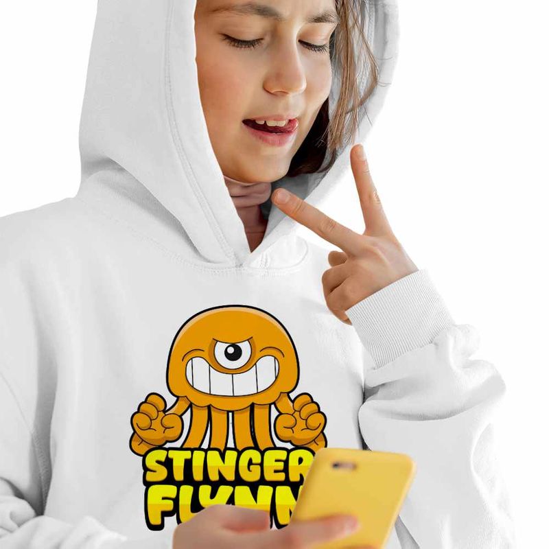 Fashion, accesorii si bijuterii - Copii - Imbracaminte copii - Pulovere si hanorace copii - Hanorac Copii Fete Banban Stinger Flynn Caracatita, alb, marime S Copii - Infinity.ro