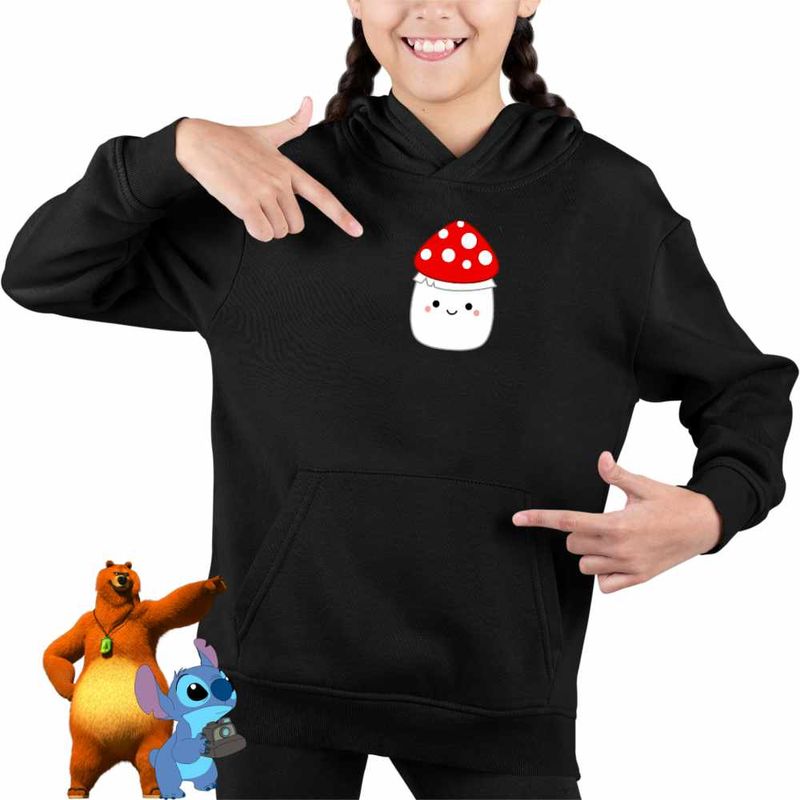 Fashion, accesorii si bijuterii - Copii - Imbracaminte copii - Pulovere si hanorace copii - Hanorac Copii Fete Squishmallows Ciuperca Mario, negru, marime S Copii - Infinity.ro