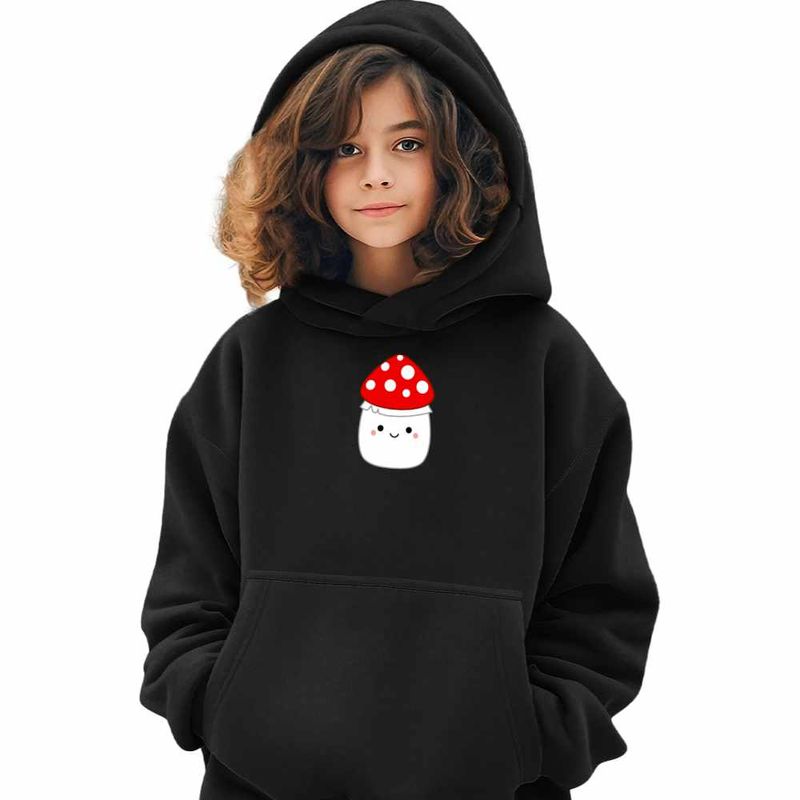 Fashion, accesorii si bijuterii - Copii - Imbracaminte copii - Pulovere si hanorace copii - Hanorac Copii Fete Squishmallows Ciuperca Mario, negru, marime S Copii - Infinity.ro