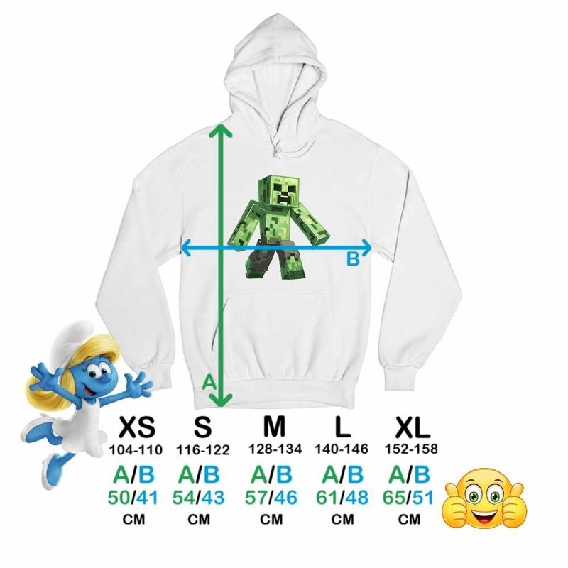 Fashion, accesorii si bijuterii - Copii - Imbracaminte copii - Pulovere si hanorace copii - Hanorac Copii Fete Creeper Vagabond Minecraft, alb, marime XL Copii - Infinity.ro