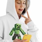 Fashion, accesorii si bijuterii - Copii - Imbracaminte copii - Pulovere si hanorace copii - Hanorac Copii Fete Creeper Vagabond Minecraft, alb, marime XL Copii - Infinity.ro