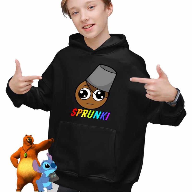 Fashion, accesorii si bijuterii - Copii - Imbracaminte copii - Pulovere si hanorace copii - Hanorac Copii Baieti Sprunki Brown Music Gamer, negru, marime XS Copii - Infinity.ro