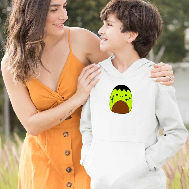 Fashion, accesorii si bijuterii - Copii - Imbracaminte copii - Pulovere si hanorace copii - Hanorac Copii Baieti Squishmallows Frankenstein, alb, marime XS Copii - Infinity.ro