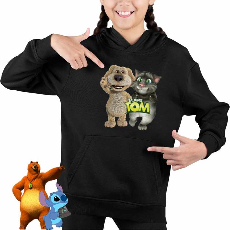 Fashion, accesorii si bijuterii - Copii - Imbracaminte copii - Pulovere si hanorace copii - Hanorac Copii Fete Ben Talking Tom Best Friends, negru, marime S Copii - Infinity.ro
