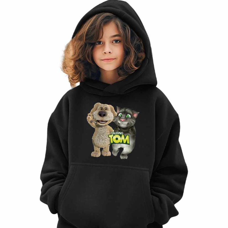 Fashion, accesorii si bijuterii - Copii - Imbracaminte copii - Pulovere si hanorace copii - Hanorac Copii Fete Ben Talking Tom Best Friends, negru, marime S Copii - Infinity.ro
