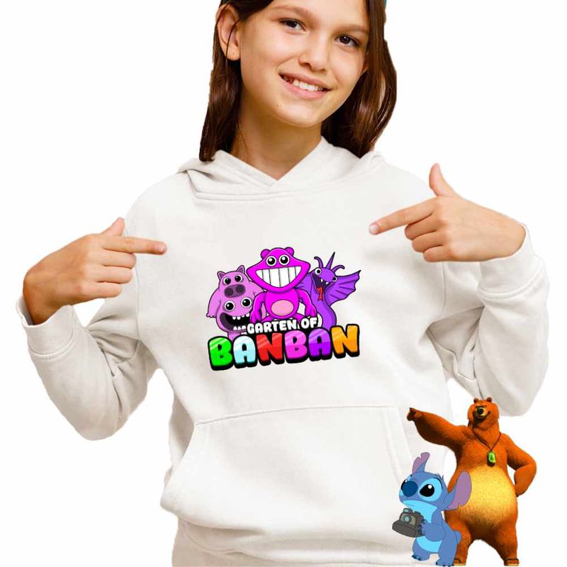Fashion, accesorii si bijuterii - Copii - Imbracaminte copii - Pulovere si hanorace copii - Hanorac Copii Fete Banban Pigster Larry Steve, alb, marime M Copii - Infinity.ro