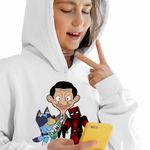 Fashion, accesorii si bijuterii - Copii - Imbracaminte copii - Pulovere si hanorace copii - Hanorac Copii Fete Mr Bean Bluey Tiktok, alb, marime M Copii - Infinity.ro