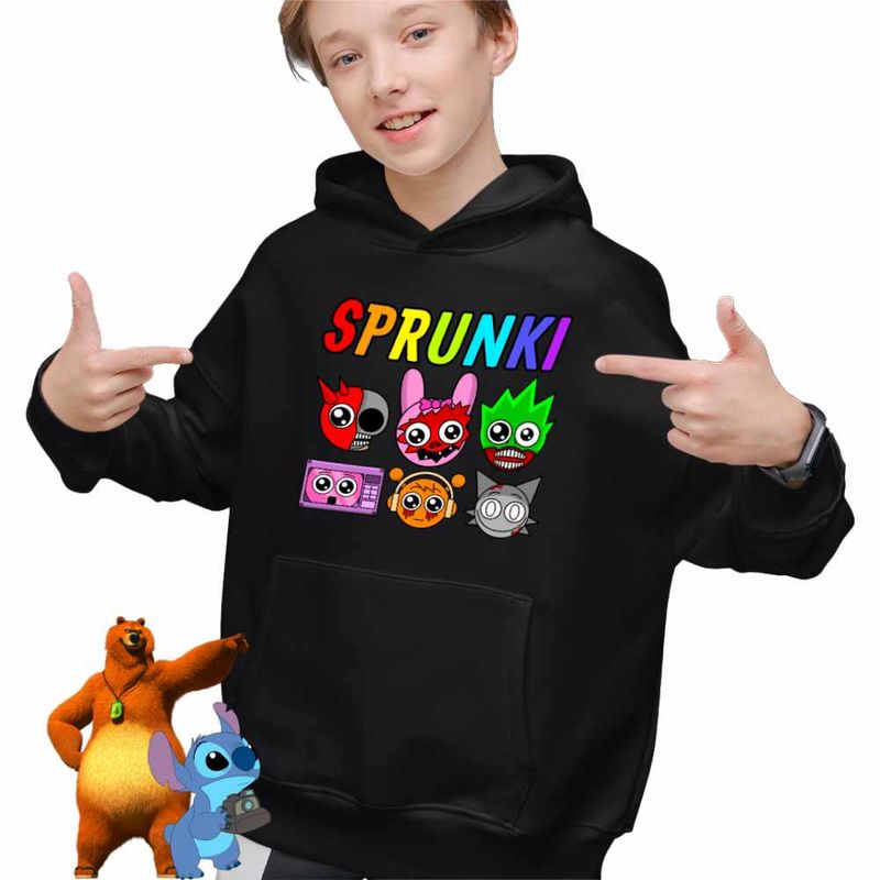 Fashion, accesorii si bijuterii - Copii - Imbracaminte copii - Pulovere si hanorace copii - Hanorac Copii Baieti Sprunki Horror Beats, negru, marime XS Copii - Infinity.ro