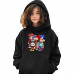 Fashion, accesorii si bijuterii - Copii - Imbracaminte copii - Pulovere si hanorace copii - Hanorac Copii Fete Maimuta George Roblox Labubu Sonic, negru, marime XS Copii - Infinity.ro