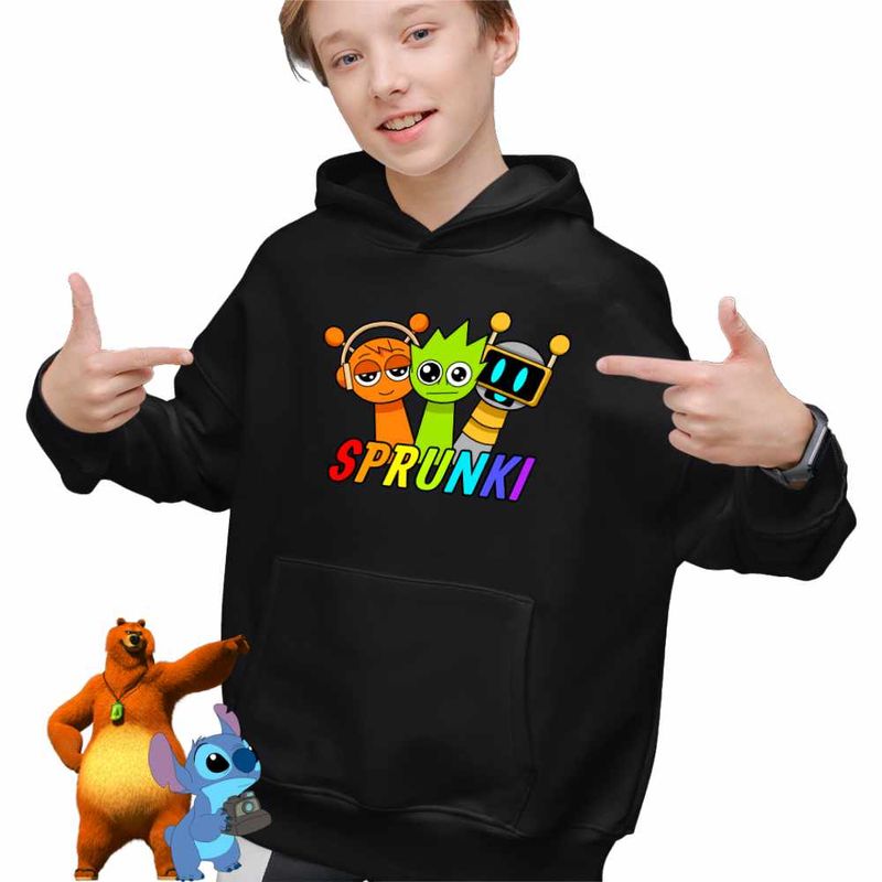 Fashion, accesorii si bijuterii - Copii - Imbracaminte copii - Pulovere si hanorace copii - Hanorac Copii Baieti Sprunki Music Maker Game, negru, marime XS Copii - Infinity.ro