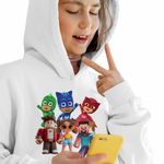 Fashion, accesorii si bijuterii - Copii - Imbracaminte copii - Pulovere si hanorace copii - Hanorac Copii Fete PJ Masks Roblox Minecraft, alb, marime M Copii - Infinity.ro