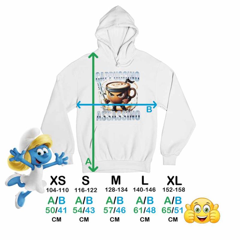 Fashion, accesorii si bijuterii - Copii - Imbracaminte copii - Pulovere si hanorace copii - Hanorac Copii Baieti Italian Meme Assassino Brainrot, alb, marime L Copii - Infinity.ro