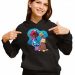 Fashion, accesorii si bijuterii - Copii - Imbracaminte copii - Pulovere si hanorace copii - Hanorac Copii Fete Curiosul George Ariel Stitch Maimuta Desene, negru, marime S Copii - Infinity.ro