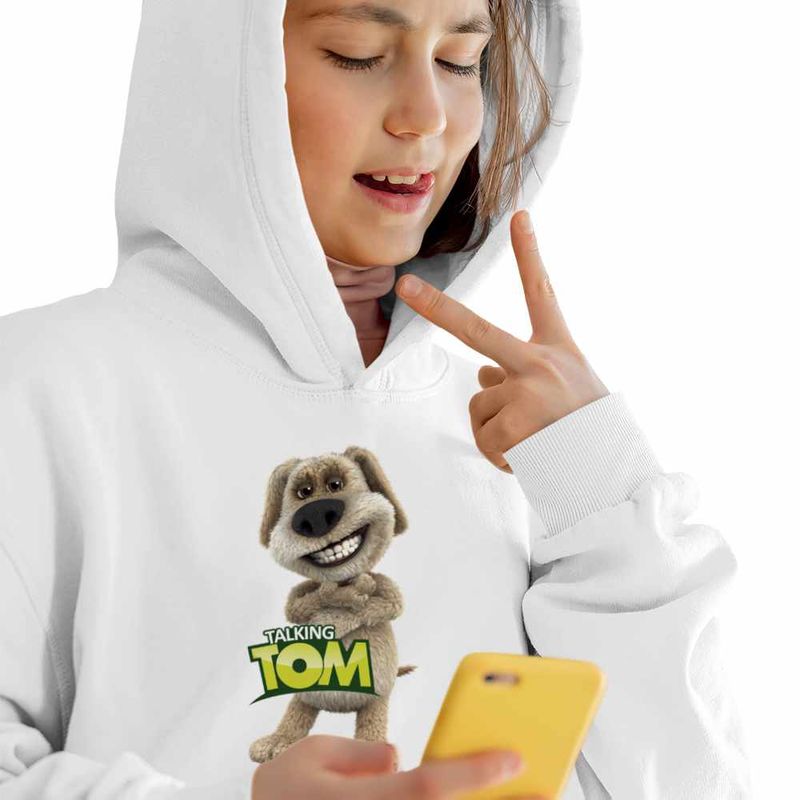Fashion, accesorii si bijuterii - Copii - Imbracaminte copii - Pulovere si hanorace copii - Hanorac Copii Fete Ben Talking Tom, alb, marime XS Copii - Infinity.ro