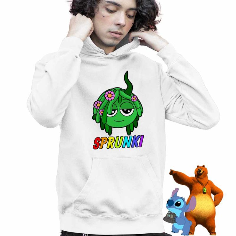 Fashion, accesorii si bijuterii - Copii - Imbracaminte copii - Pulovere si hanorace copii - Hanorac Copii Baieti Sprunki Green Sound Music Game, alb, marime S Copii - Infinity.ro
