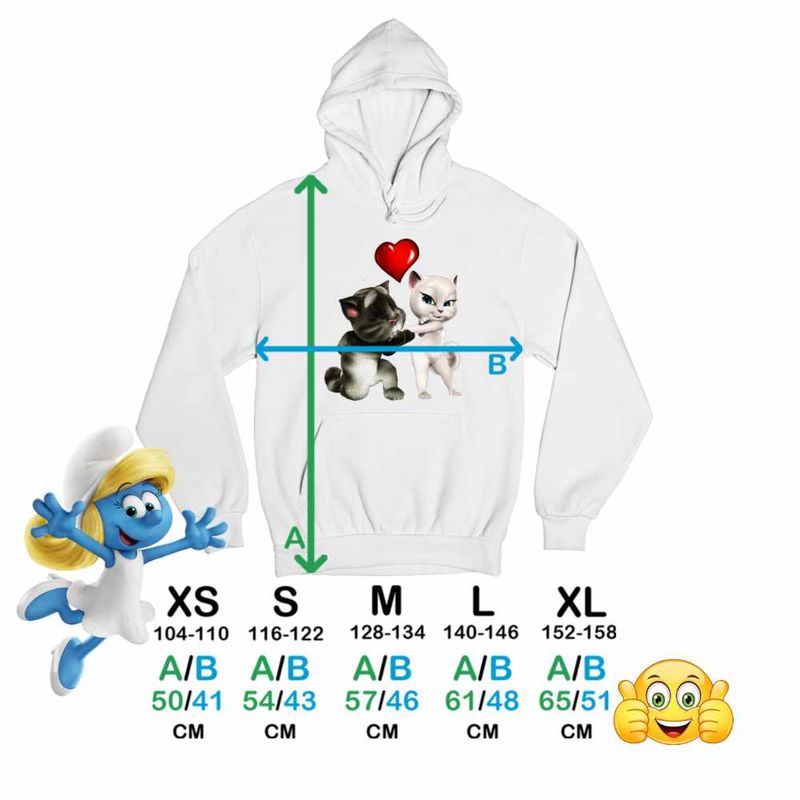 Fashion, accesorii si bijuterii - Copii - Imbracaminte copii - Pulovere si hanorace copii - Hanorac Copii Baieti Talking Tom Angela Love, alb, marime S Copii - Infinity.ro
