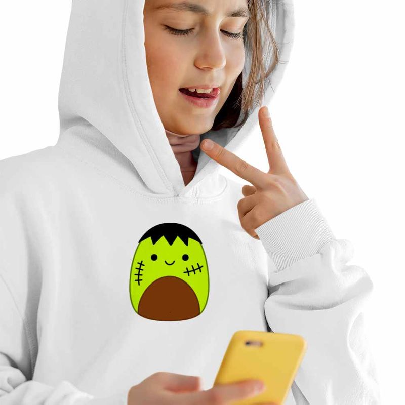 Fashion, accesorii si bijuterii - Copii - Imbracaminte copii - Pulovere si hanorace copii - Hanorac Copii Fete Squishmallows Frankenstein, alb, marime L Copii - Infinity.ro