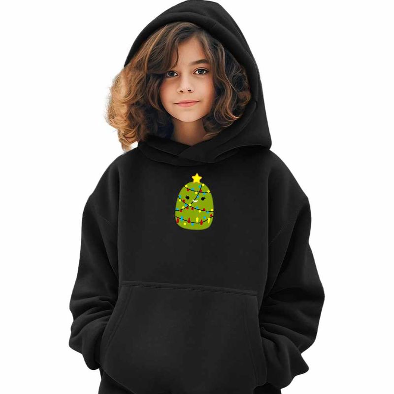 Fashion, accesorii si bijuterii - Copii - Imbracaminte copii - Pulovere si hanorace copii - Hanorac Copii Fete Squishmallows Brad Craciun Decembrie, negru, marime L Copii - Infinity.ro