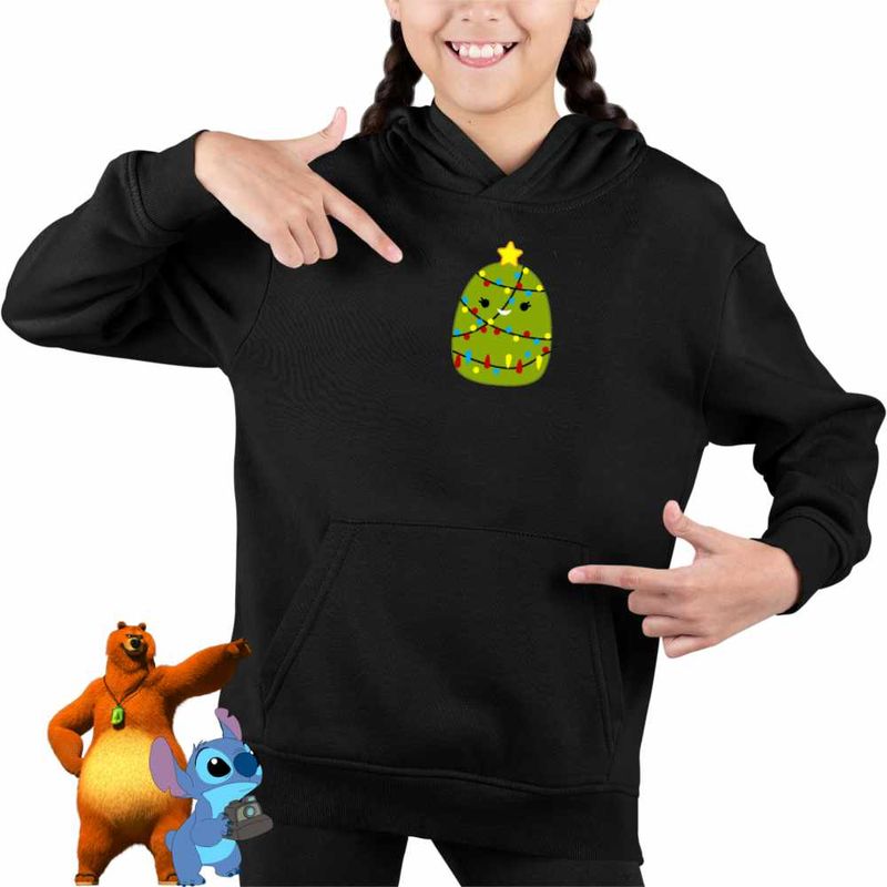 Fashion, accesorii si bijuterii - Copii - Imbracaminte copii - Pulovere si hanorace copii - Hanorac Copii Fete Squishmallows Brad Craciun Decembrie, negru, marime L Copii - Infinity.ro