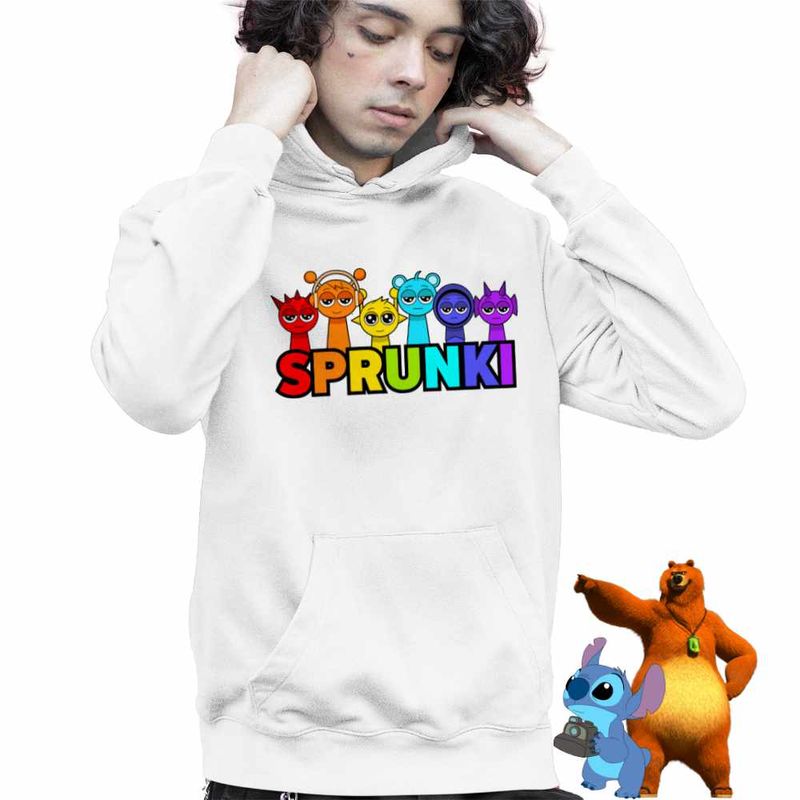 Fashion, accesorii si bijuterii - Copii - Imbracaminte copii - Pulovere si hanorace copii - Hanorac Copii Baieti Sprunki Music Beats Game, alb, marime L Copii - Infinity.ro