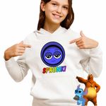 Fashion, accesorii si bijuterii - Copii - Imbracaminte copii - Pulovere si hanorace copii - Hanorac Copii Fete Sprunki Jevin Song Music Game, alb, marime XL Copii - Infinity.ro