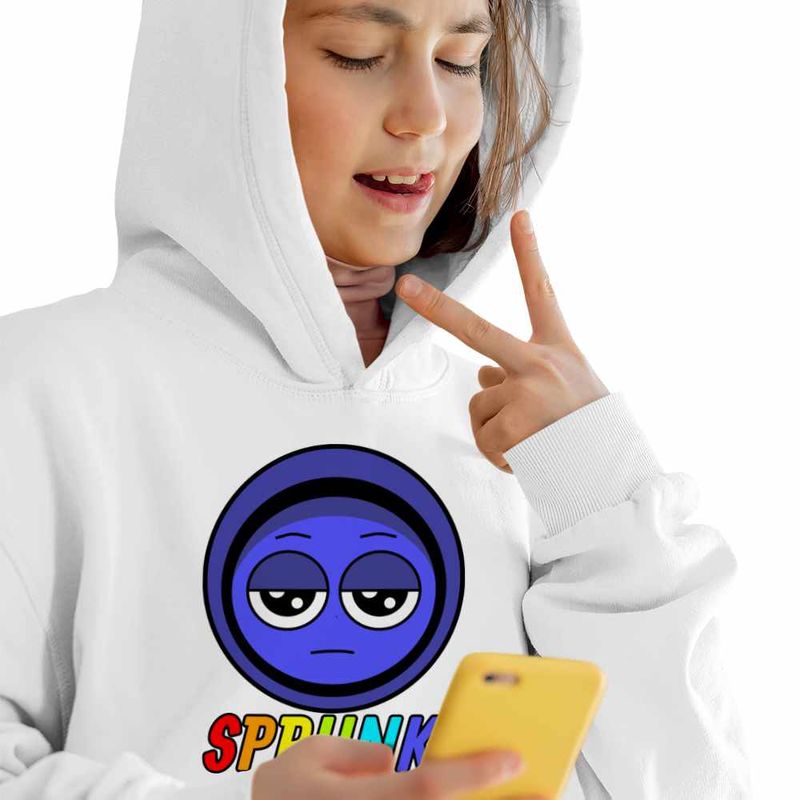 Fashion, accesorii si bijuterii - Copii - Imbracaminte copii - Pulovere si hanorace copii - Hanorac Copii Fete Sprunki Jevin Song Music Game, alb, marime XL Copii - Infinity.ro