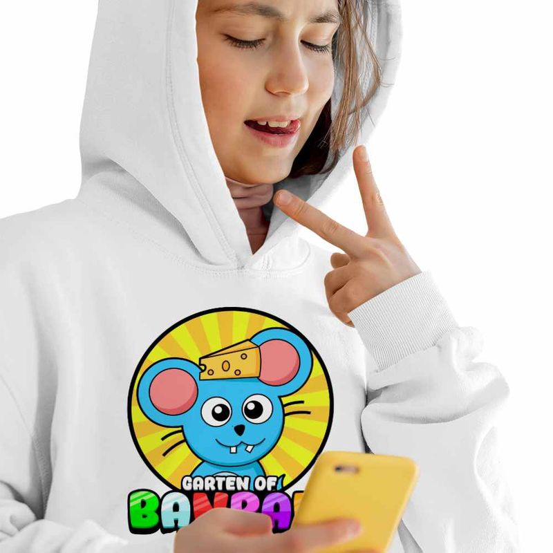 Fashion, accesorii si bijuterii - Copii - Imbracaminte copii - Pulovere si hanorace copii - Hanorac Copii Fete Banban Mouse Tom Gradinita, alb, marime L Copii - Infinity.ro