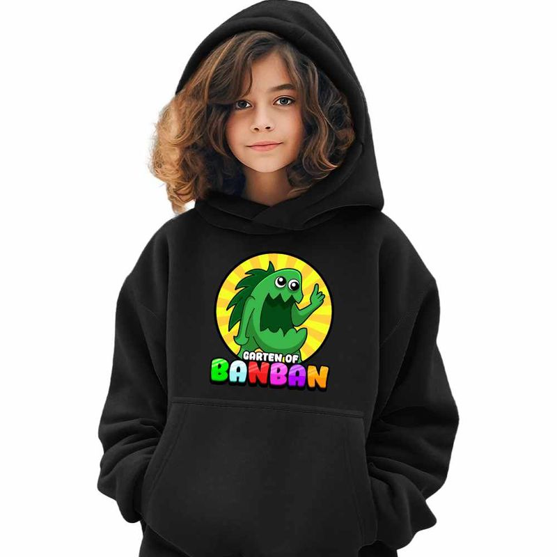 Fashion, accesorii si bijuterii - Copii - Imbracaminte copii - Pulovere si hanorace copii - Hanorac Copii Fete Banban Stinky Joel Dinozaur, negru, marime L Copii - Infinity.ro