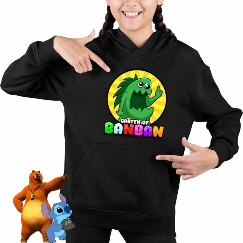 Fashion, accesorii si bijuterii - Copii - Imbracaminte copii - Pulovere si hanorace copii - Hanorac Copii Fete Banban Stinky Joel Dinozaur, negru, marime L Copii - Infinity.ro