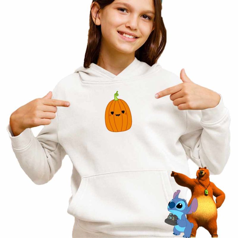 Fashion, accesorii si bijuterii - Copii - Imbracaminte copii - Pulovere si hanorace copii - Hanorac Copii Fete Squishmallows Dovleac Halloween, alb, marime L Copii - Infinity.ro