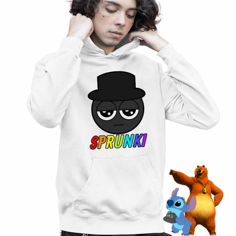 Fashion, accesorii si bijuterii - Copii - Imbracaminte copii - Pulovere si hanorace copii - Hanorac Copii Baieti Sprunki Black Music Game, alb, marime M Copii - Infinity.ro