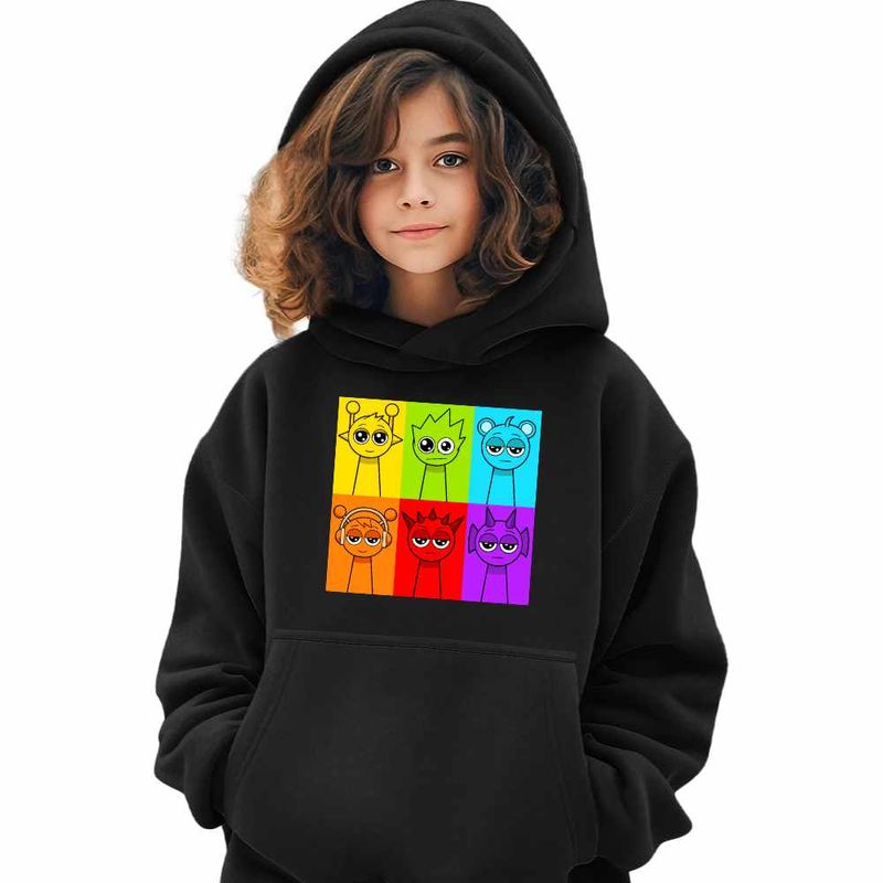 Fashion, accesorii si bijuterii - Copii - Imbracaminte copii - Pulovere si hanorace copii - Hanorac Copii Fete Sprunki Dream Team, negru, marime S Copii - Infinity.ro