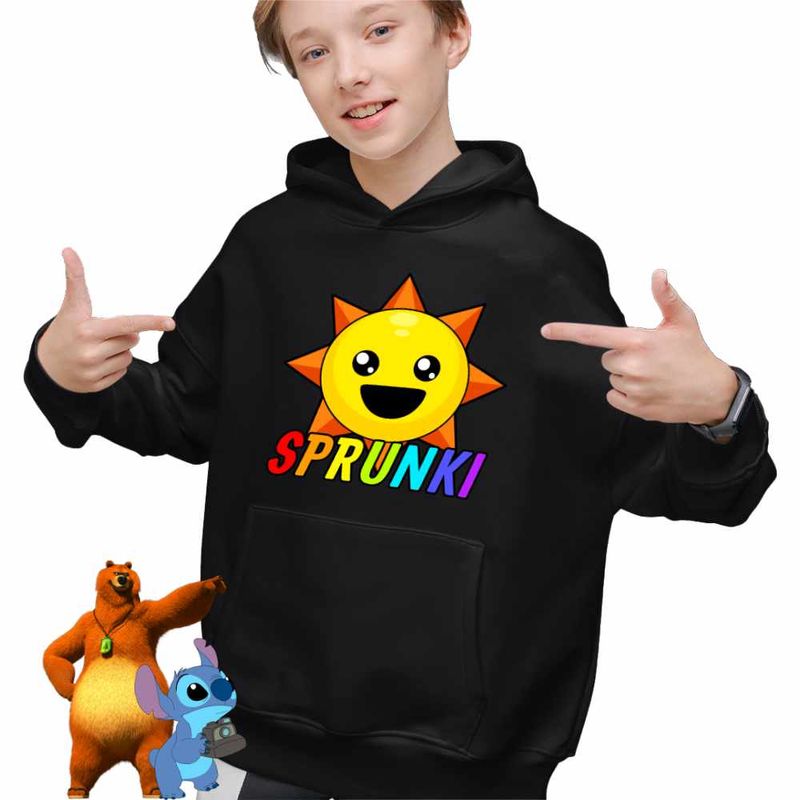 Fashion, accesorii si bijuterii - Copii - Imbracaminte copii - Pulovere si hanorace copii - Hanorac Copii Baieti Sprunki Sun Fun Music Game, negru, marime L Copii - Infinity.ro