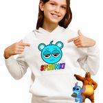 Fashion, accesorii si bijuterii - Copii - Imbracaminte copii - Pulovere si hanorace copii - Hanorac Copii Fete Sprunki Music Game Sky, alb, marime M Copii - Infinity.ro