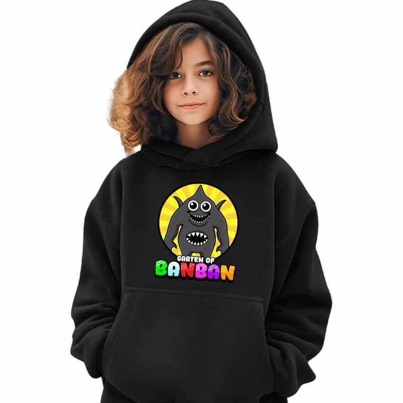 Fashion, accesorii si bijuterii - Copii - Imbracaminte copii - Pulovere si hanorace copii - Hanorac Copii Fete Banban Sharky-Clee Monstru, negru, marime M Copii - Infinity.ro