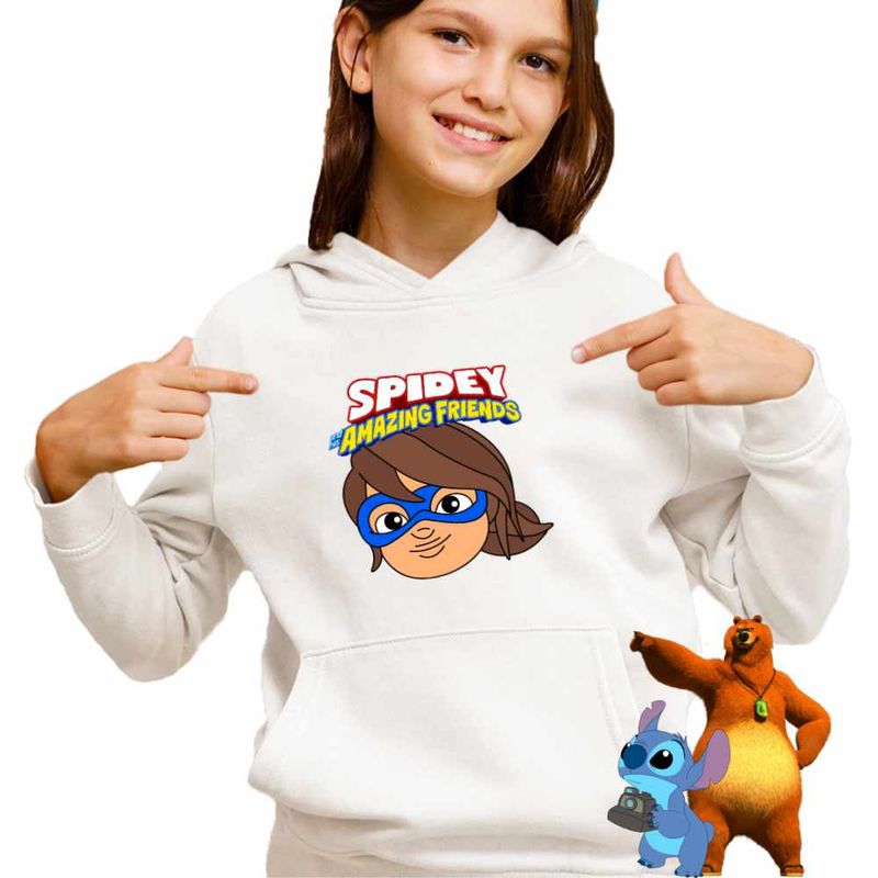 Fashion, accesorii si bijuterii - Copii - Imbracaminte copii - Pulovere si hanorace copii - Hanorac Copii Fete Ms Marvel Spidey mis, alb, marime M Copii - Infinity.ro
