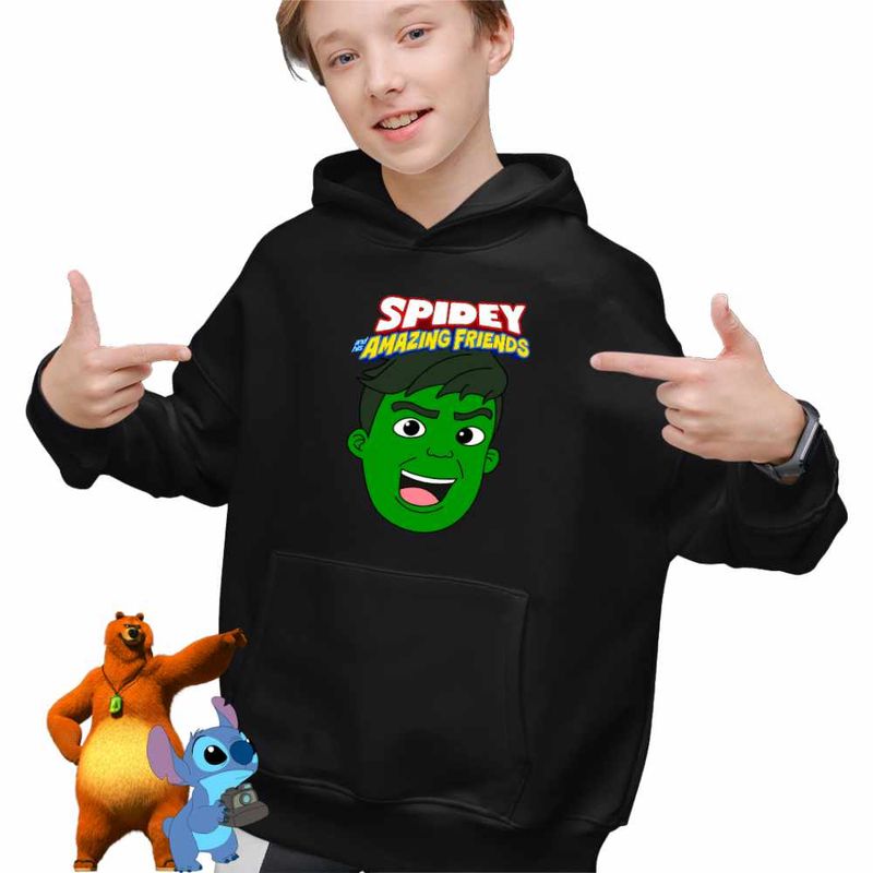 Fashion, accesorii si bijuterii - Copii - Imbracaminte copii - Pulovere si hanorace copii - Hanorac Copii Baieti Hulk Spidey Marvel hulc, negru, marime S Copii - Infinity.ro