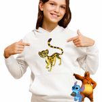 Fashion, accesorii si bijuterii - Copii - Imbracaminte copii - Pulovere si hanorace copii - Hanorac Copii Fete Fuli Garda Felina Lion Guard, alb, marime L Copii - Infinity.ro