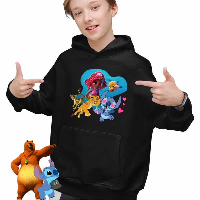 Fashion, accesorii si bijuterii - Copii - Imbracaminte copii - Pulovere si hanorace copii - Hanorac Copii Baieti Ariel Stitch Garda Felina Fuli Kion, negru, marime L Copii - Infinity.ro