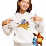 Fashion, accesorii si bijuterii - Copii - Imbracaminte copii - Pulovere si hanorace copii - Hanorac Copii Fete Kion Bunga Garda Felina, alb, marime XS Copii - Infinity.ro